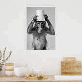 Grappige Apen Badkamer Print, Toiletpapier Hoed Poster (Keuken)