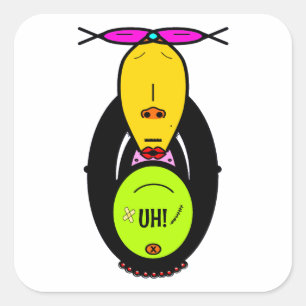 Grappige Apen Cartoon Mascotte Vierkante Sticker
