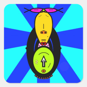 Grappige Apen Cartoon Mascotte Vierkante Sticker