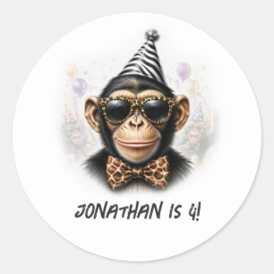 Grappige Apen Kinderverjaardagsfeestje Ronde Sticker