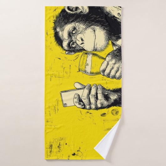 Grappige Apen Selfie Illustratie – Cool Chimpansee Badhanddoek (Badhanddoek)