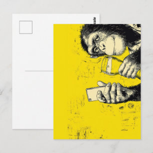 Grappige Apen Selfie Illustratie – Cool Chimpansee Briefkaart