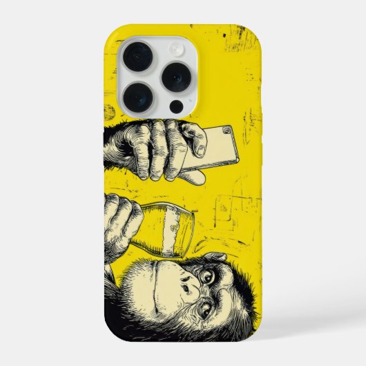 Grappige Apen Selfie Illustratie – Cool Chimpansee iPhone Hoesje (Achterkant)