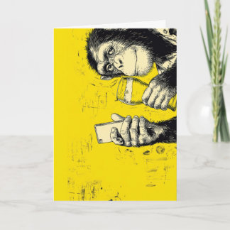 Grappige Apen Selfie Illustratie – Cool Chimpansee Kaart