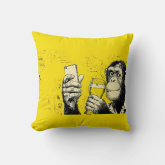 Grappige Apen Selfie Illustratie – Cool Chimpansee Kussen