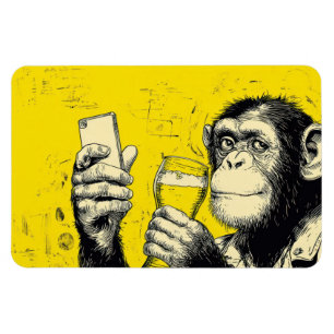 Grappige Apen Selfie Illustratie – Cool Chimpansee Magneet