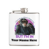 Grappige apennaam Ik weet niet wat er gebeurt Heupfles (Voorkant)