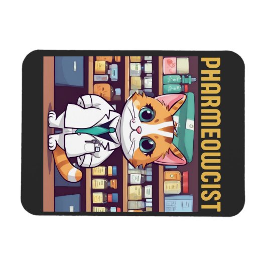 Grappige apotheek kat magneet (Horizontaal)