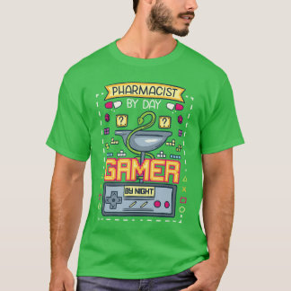 Grappige Apotheker Overdag Gamer 's Nachts Gaming T-shirt