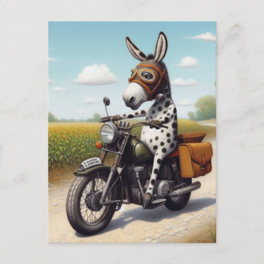 Grappige Appaloosa Mule op een motorfiets Briefkaart (Voorkant)
