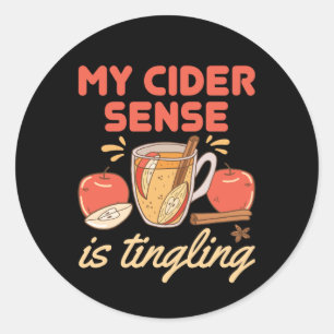 Grappige appel cider zin tintelt ronde sticker