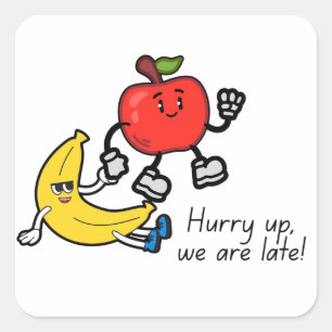 Grappige appel en banaan hardlopende sticker - Moo