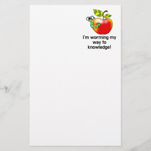 Grappige appel- en wormonderwijs woordspeling kuns briefpapier (Voorkant)