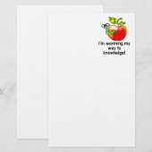 Grappige appel- en wormonderwijs woordspeling kuns briefpapier (Voorkant / Achterkant)