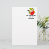Grappige appel- en wormonderwijs woordspeling kuns briefpapier (Staand voorkant)