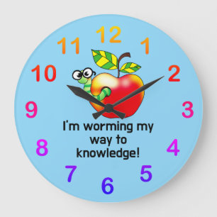 Grappige appel- en wormonderwijs woordspeling kuns grote klok