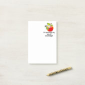 Grappige appel- en wormonderwijs woordspeling kuns post-it® notes (Op bureau)
