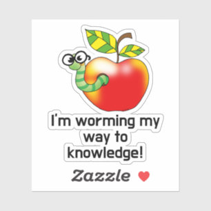 Grappige appel- en wormonderwijs woordspeling kuns sticker