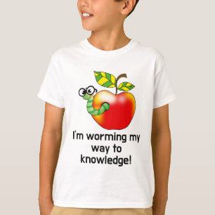 Grappige appel- en wormonderwijs woordspeling kuns t-shirt