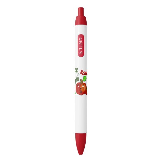 Grappige appels terug naar school zwarte inkt pen (Voorkant Verticaal)