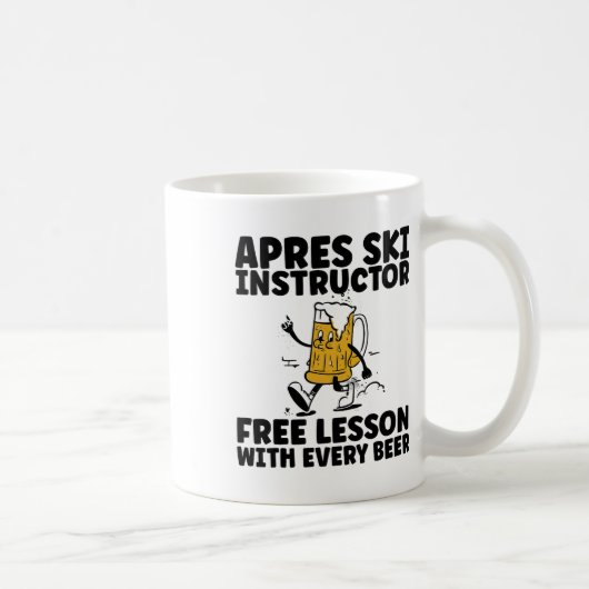 Grappige Apres Ski Instructeur Gratis Bier Drinken Koffiemok (Rechts)