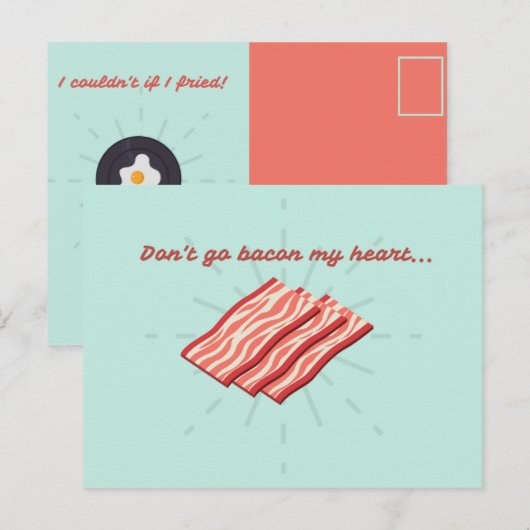Grappige Aqua Bacon Illustratie Briefkaart (Voorkant / Achterkant)