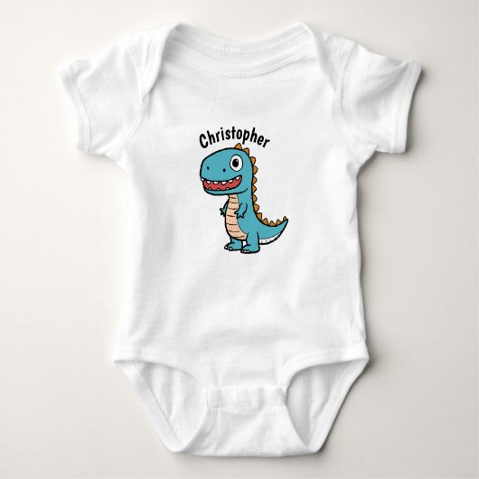 Grappige Aquarel Dinosaurus Persoonlijk Romper (Voorkant)