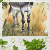 Grappige Aquarel Ezel Burro Keukenhanddoek (Gevouwen)