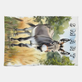 Grappige Aquarel Ezel Burro Keukenhanddoek (Horizontaal)