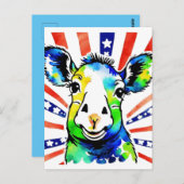 Grappige aquarel kleurrijke schapen briefkaart (Voorkant / Achterkant)