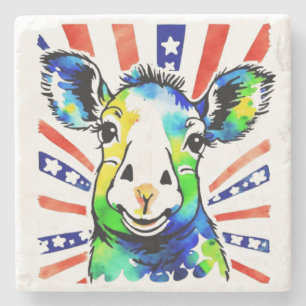 Grappige aquarel kleurrijke schapen stenen onderzetter
