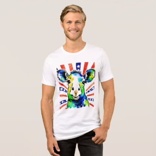 Grappige aquarel kleurrijke schapen Tri-Blend shirt