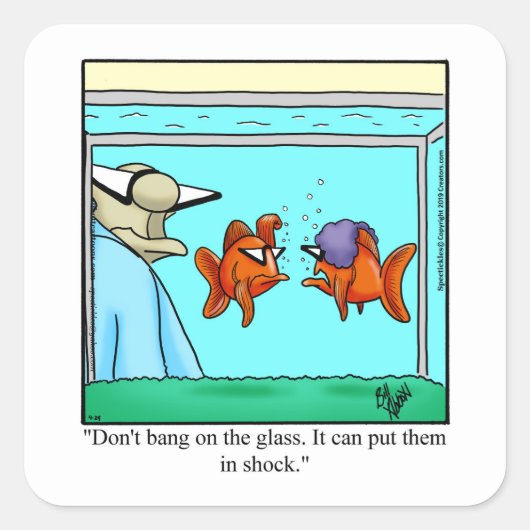 Grappige Aquarium Humor Stickers (Voorkant)