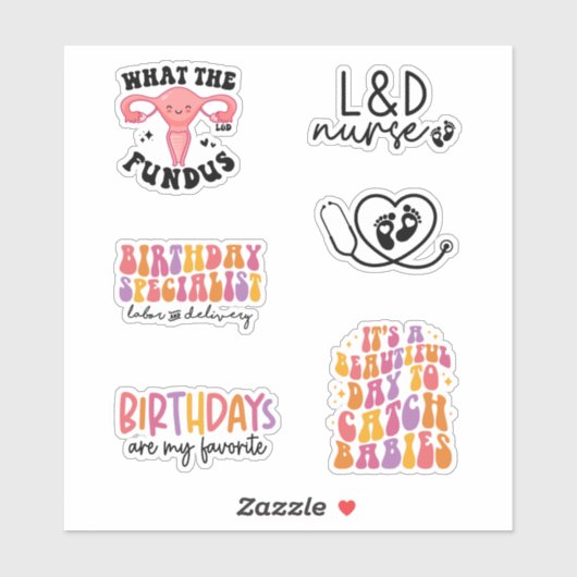 Grappige Arbeid en Levering L & D Nurse Pack Sticker (Vel)
