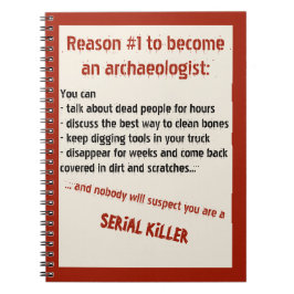 Grappige archeoloog seriemoordenaar grap notitieboek