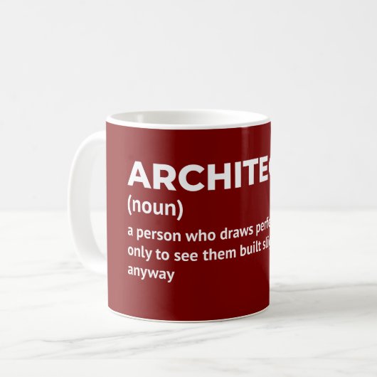 Grappige architectendefinitie koffiemok (Voorkant links)