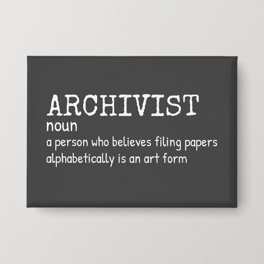 Grappige archivaris-definitie button (Voorkant)