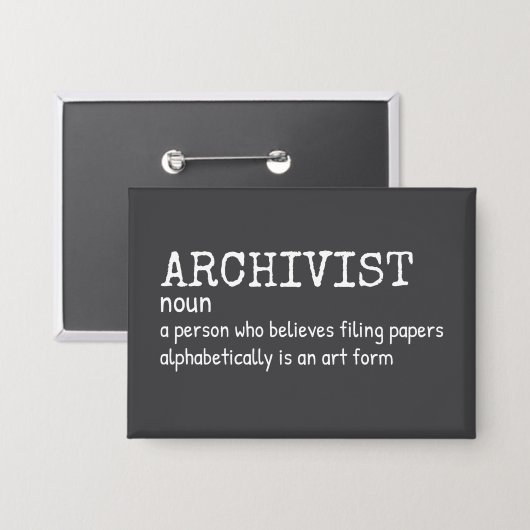 Grappige archivaris-definitie button (Voorkant / Achterkant)