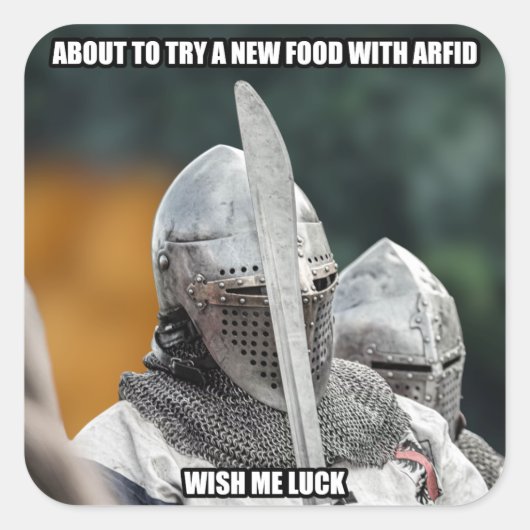 Grappige ARFID Ridder Meme Vierkante Sticker (Voorkant)