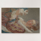 Grappige aristocratische vrouw met een kleine hond legpuzzel (Horizontaal)