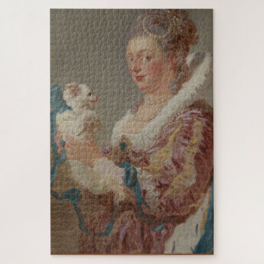 Grappige aristocratische vrouw met een kleine hond legpuzzel (Verticaal)