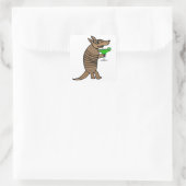 Grappige Armadillo Drink Margarita Art Vierkante Sticker (Tas)