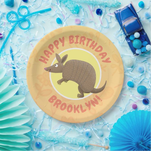 Grappige armadillo gepersonaliseerde cartoon verja papieren bordje (Feest)