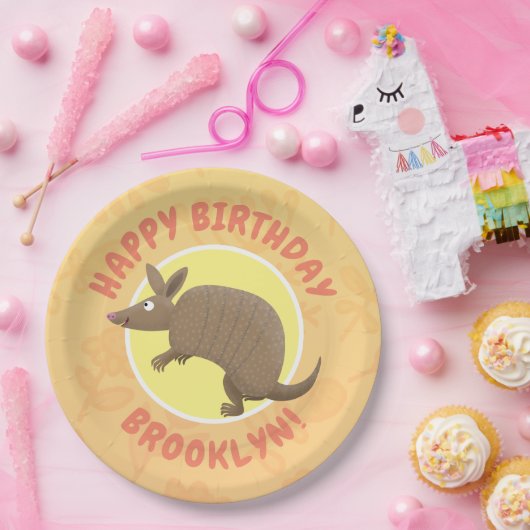 Grappige armadillo gepersonaliseerde cartoon verja papieren bordje (Feest)