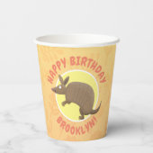 Grappige armadillo happy birthday cartoon papieren bekers (Achterkant)