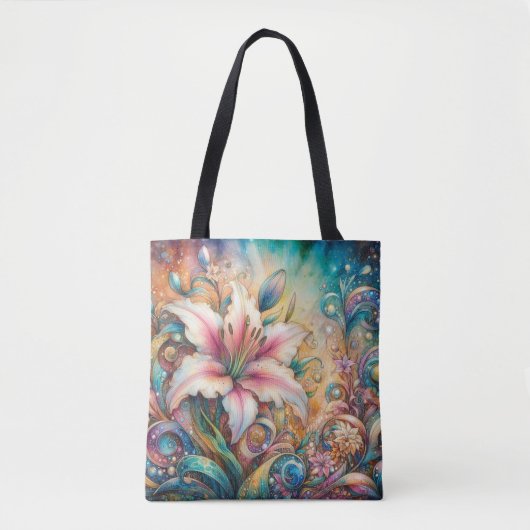 Grappige art nouveau Lily Chic Tote Bag (Voorkant)
