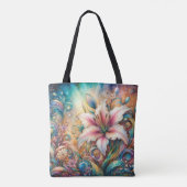 Grappige art nouveau Lily Chic Tote Bag (Achterkant)