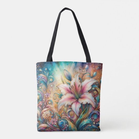 Grappige art nouveau Lily Chic Tote Bag (Achterkant)