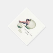 Grappige  Art Nouveau Vrouw Happy Birthday Servet (Hoek)