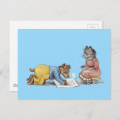 grappige artiestenhond die een kat tekent briefkaart (Voorkant / Achterkant)